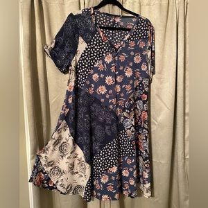 Patch work dress with pockets